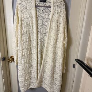 Lane Bryant Cream Lace x-long knitted Cardigan NWOT.